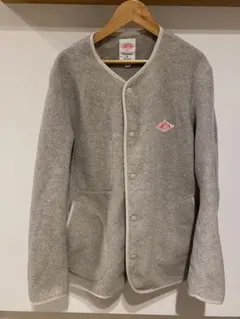DANTON グレー ホワイト ノーカラーフリースジャケット 38