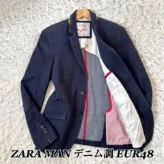 ZARA MAN テーラードジャケット インディゴ デニム調 アンコン シングル