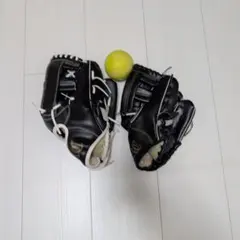 黒レザーグローブとボールセット