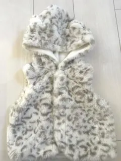 BEBE フード付きファーベスト　ヒョウ柄