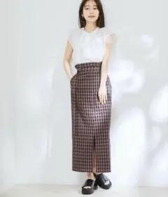 ✦美品　VIS 洗える　ギンガムチェックタイトスカート