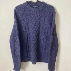 【英国製】LANDS END ウール100%ケーブルニット