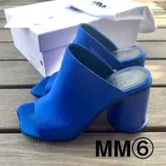 伊勢丹購入　MM6 コップヒール　サンダル　36 ブルー　裏張り済み　23のサムネイル