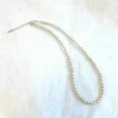 淡水ベビーパールネックレス シルバー　約4〜4.5mm（ライス型）約４０ｃｍ