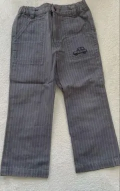 familiar※グレー ストライプ 長ズボン 車刺繍※ファミリア100