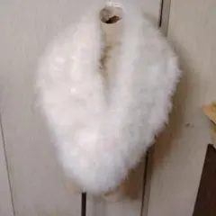 成人式羽毛のホワイトショール