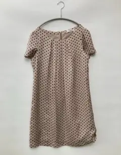 OFUON ドット柄 半袖 ミニワンピース