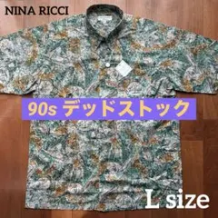 【新品タグ付】90s ニナリッチムッシュ 総柄シャツ L アート柄 レトロ古着のサムネイル