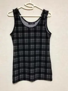 黒グレー　チェックタンクトップ 未使用