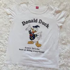 【美品】 Disney ドナルドダック プリント Tシャツ ホワイト Lのサムネイル