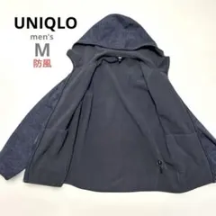 ユニクロフリースジップアップパーカーメンズM防風保温ダークグレーチャコールグレー
