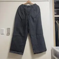 ダークグレー ワイドレッグデニム