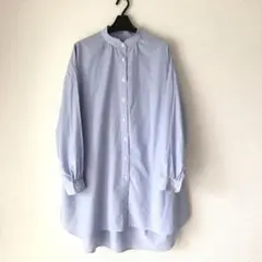 アースミュージック&エコロジー ライトブルーストライプシャツ オーバーサイズ