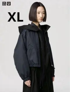 ユニクロU 25SS ジップアップショートブルゾン XL ブラック