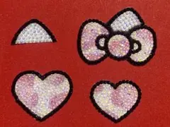 うちわデコ パーツ ねこ耳ヒョウ柄薄ピンク4点セットb