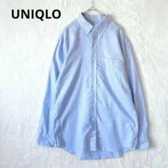 UNIQLOユニクロ／シャツ L 長袖 ギンガムチェック ボタンダウン ブルー