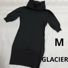 GLACIER 黒 Mサイズ オーバータートルネック膝上ワンピース