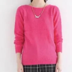 【le.coeurblanc】アンゴラクループルオーバー　ニット　ピンク