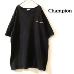 Champion 半袖Tシャツ　カットソー　トップス　ロゴ刺繍　ブラック　XL