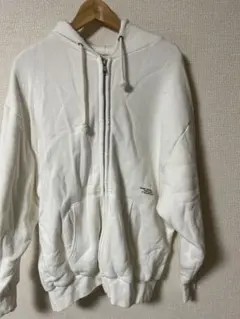 ホワイト ジップアップパーカー