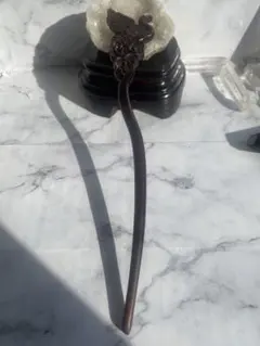 天然木　鶴と雲　かんざし　約20センチ　雲鶴模様　うんかく