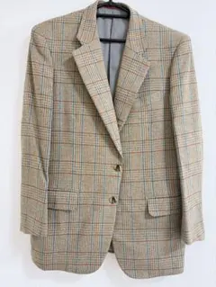 チェック柄 ビジネスジャケット 毛100%