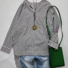 美品✨ヴェルメイユ パー イエナ　ストライプスキッパーシャツ　綿100％のサムネイル