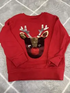 トナカイデザイン 赤いトレーナー　110cm