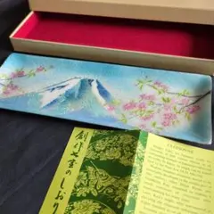 【新品】七宝焼　富士桜　飾り皿　ペン皿　アクセサリートレー　箱入り