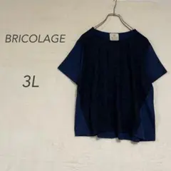 大きいサイズ/半袖/Tシャツ/黒/ネイビー/3L/花柄/レース/綿混