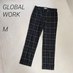 GLOBALWORK チェック柄　パンツ　ストレッチ　アンクル丈　カジュアル