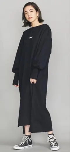 美品☆AmericanaボリュームスリーブワンピースブラックFREEサイズ