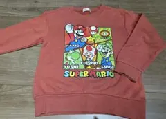 男の子　スーパーマリオ 裏毛　長袖トレーナー オレンジ　120