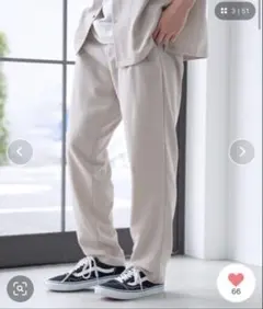 未使用　coen コーエン　リネンライク　1タック　パンツ　ストレッチ　大人気のサムネイル