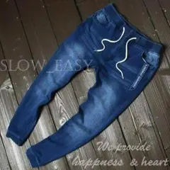 超伸縮■スウェット デニム ジョガーパンツ 紺L 大きいサイズ有