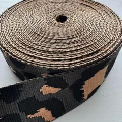 Z55【5M】ポリエステル バッグ紐 グレーヒョウ柄 幅3.8cm