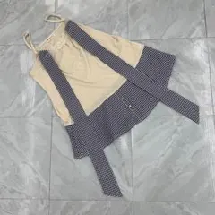 axes femme レイヤード風 チェック柄 キャミソール ベージュ Mサイズ