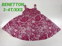 ベネトン　花柄　ノースリーブワンピース XXS 3-4T ピンク 夏　ハワイアン