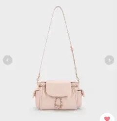 CHARLES&KEITH ドゥオ ツーウェイフロントフラップバックソフトピンク