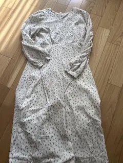 edit sheen リーフ柄 パフスリーブワンピース