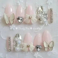 現品❤ちゅるん ワンホン 量産型 フレンチガーリー 韓国 ピンク ネイルチップ