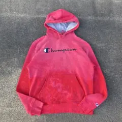 ア*ア様 鬼フェード Champion ロゴパーカー L ピンク~レッド 褪色