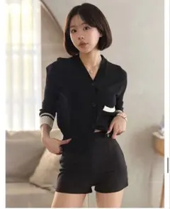 Qung ベロアヘリンボーンショートパンツ ブラックS新品未使用