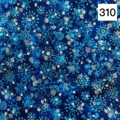広幅 雪の结晶柄 ブルー シーチング生地 綿100％ 310