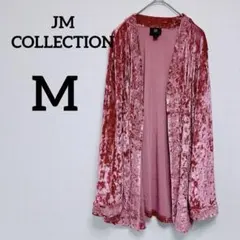 JM COLLECTION【M】ベルベットカーディガン ピンク 海外古着