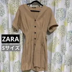 ZARA シャツワンピース ベージュ 半袖 Sサイズ