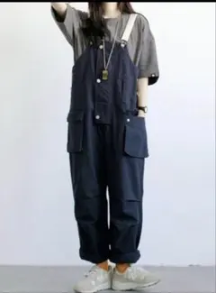 美品✨ワイドレッグボタンフライ オーバーオール サロペット - メルカリ