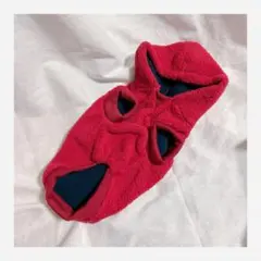 【レッド】 もこもこパーカー 犬 Sサイズ お散歩着 秋冬 お出かけ