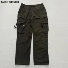 t1759 【タケオキクチ】　ミリタリー　カーゴパンツ　ワイドパンツ　カーキ