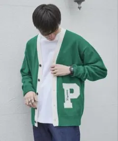 coen レタードワッペンカーディガン【完売品】